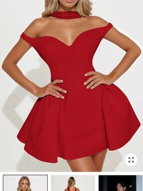 Off-Shoulder Red Cocktail Dress